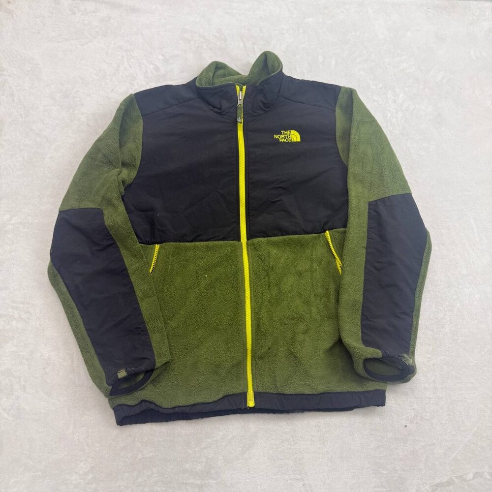 The North Face Denali Boys Full Zip Fleece Jacket Green Black Size XL 18/20